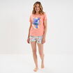 Ensemble pyjama short coton Stitch orange corail femme