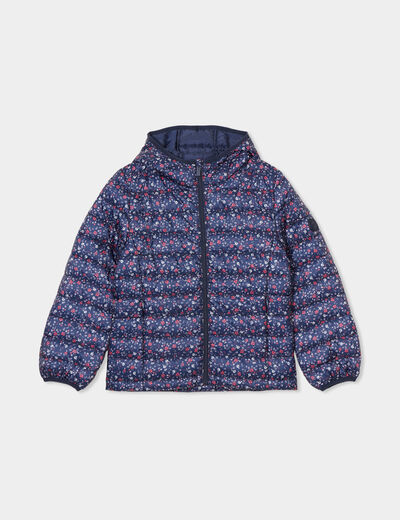 Doudoune l&eacute;g&egrave;re imperm&eacute;able &agrave; capuche bleu marine fille