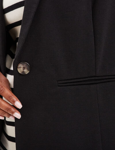 Veste blazer droite boutonnée 2 poches noir femme