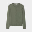 Gilet manches longues boutonné col rond vert kaki femme