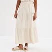 Jupe midi évasée lin mélangé beige femme