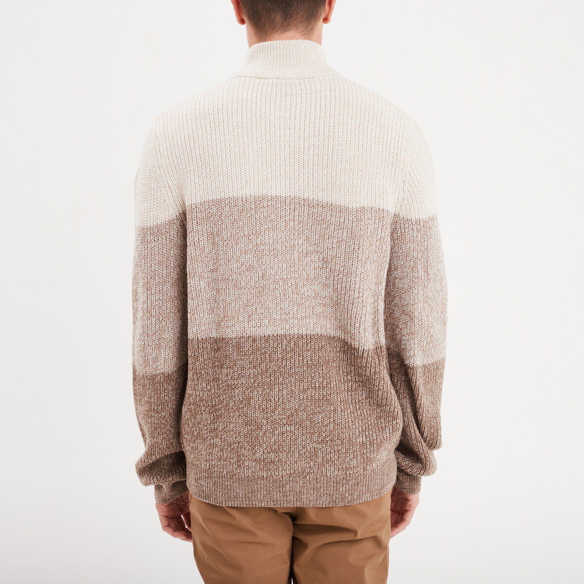 Pull camionneur col zippé taupe homme