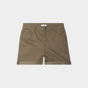 Short en jean slim vert kaki femme