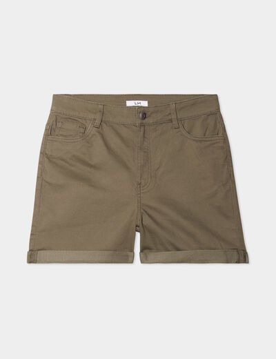 Short en jean slim vert kaki femme