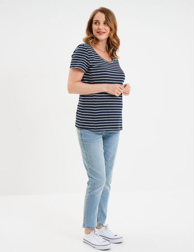 T-shirt allaitement manches courtes blanc femme maternité
