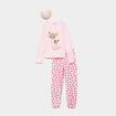 Ensemble pyjama pantalon t-shirt peluche rose poudr&eacute;e fille
