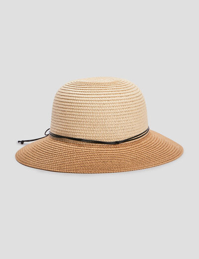 Chapeau en paille beige femme