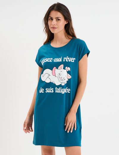 Chemise de nuit coton Aristochats Marie bleu canard femme