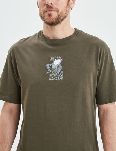 T-shirt manches courtes Kakashi Naruto vert kaki homme