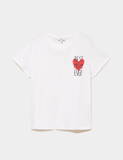 T-shirt F&ecirc;te des m&egrave;res &agrave; message coton blanc femme