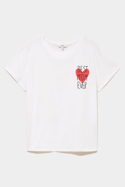 T-shirt F&ecirc;te des m&egrave;res &agrave; message coton blanc femme