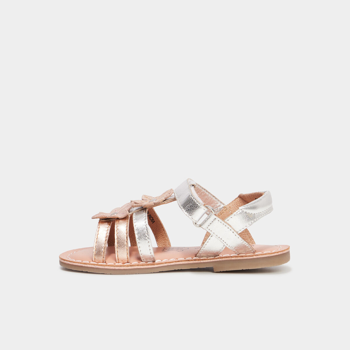 Sandales fleurs en cuir Creeks gris argent fille