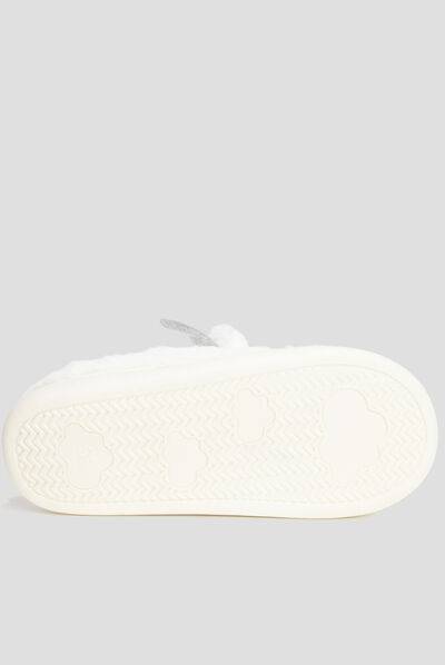 Chaussons mules renne fausse fourrure blanc femme