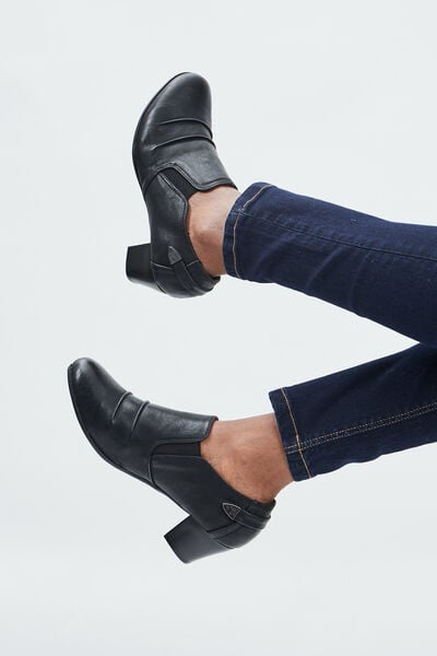 Low-boots confort &agrave; talons pied large noir femme