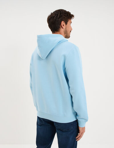Sweat hoodie 1 poche manches longues bleu clair homme