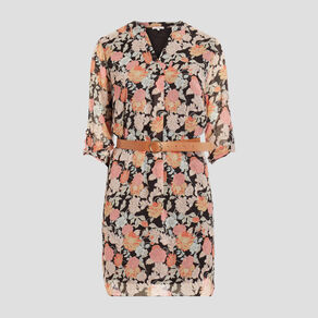 Robe droite ceinturée noir femme grande taille