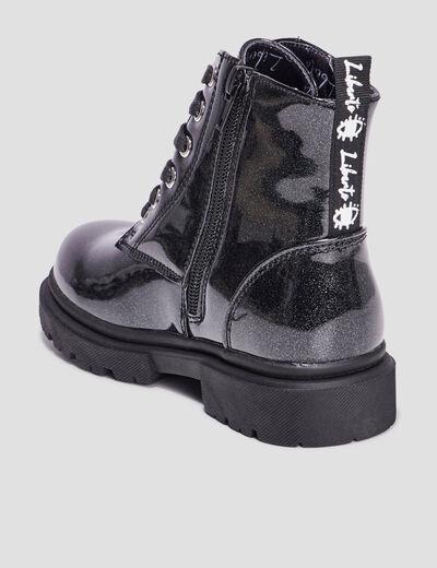 Bottines crantées à paillettes Liberto noir fille
