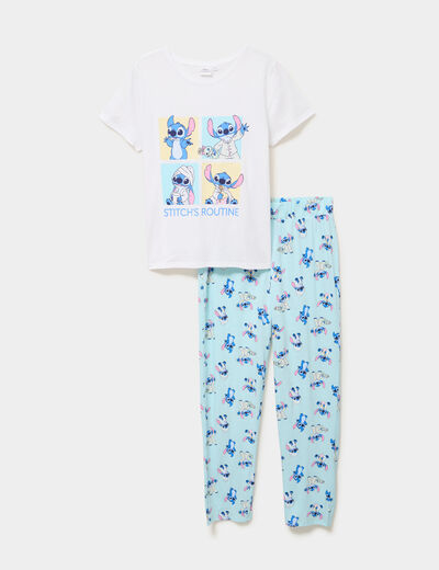 Ensemble pyjama legging coton Stitch blanc femme