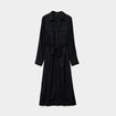 Robe chemise longue ceintur&eacute;e noir femme