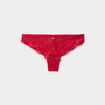 Tanga en dentelle rouge femme