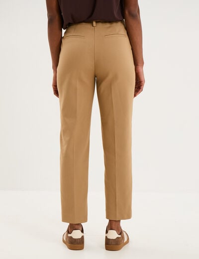 Pantalon chino ceinture amovible beige femme