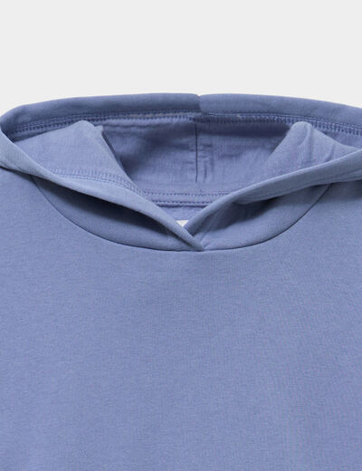 Sweat &agrave; capuche hoodie relax molleton bleu lavande fille