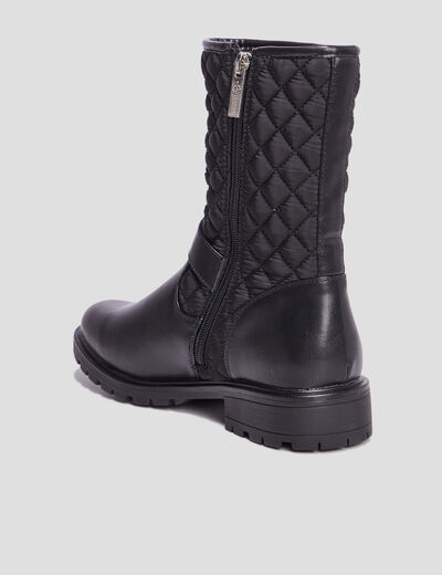 Bottines plates matelassées noir femme