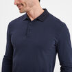 Polo manches longues encolure boutonnée bleu marine homme