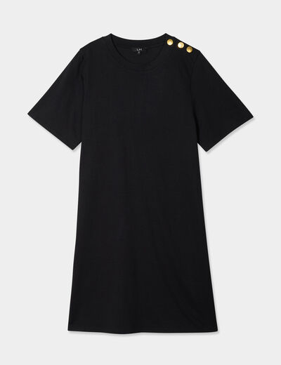 Robe t-shirt manches courtes coton noir femme