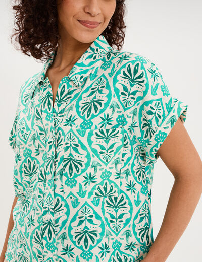 Chemise manches courtes 2 poches ecru femme