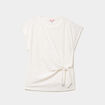 Top broderie anglaise nou&eacute; &agrave; la taille blanc femme