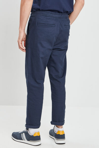 Pantalon droit à coulisse bleu marine homme