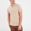T-shirt manches courtes col tunisien beige homme