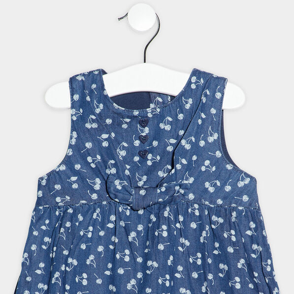 Robe patineuse coton aspect jean bleu bébé fille