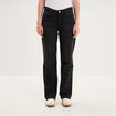 Jean droit taille basse coton denim noir femme