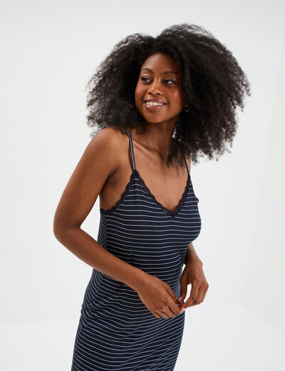 Nuisette courte à bretelles bleu marine femme