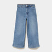 Jean wide leg cropped denim double stone fille
