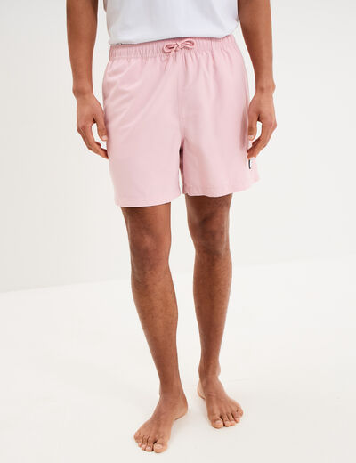 Short de bain droit taille &eacute;lastiqu&eacute;e rose homme