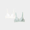 Lot 2 soutiens-gorge corbeille padd&eacute;s vert clair femme