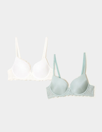 Lot 2 soutiens-gorge corbeille padd&eacute;s vert clair femme