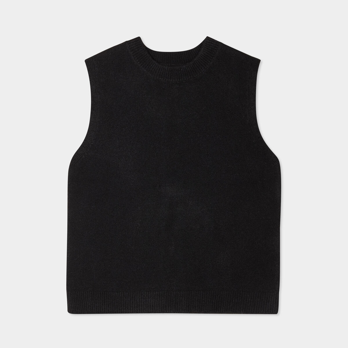 Pull sans manches col rond noir femme