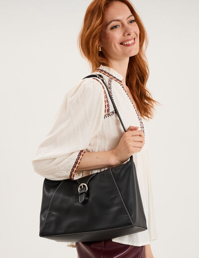 Sac port&eacute;-&eacute;paule rectangulaire noir femme