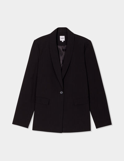 Veste blazer coupe droite col châle noir femme