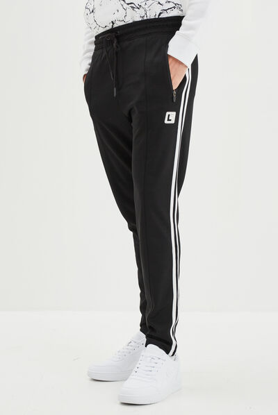 Pantalon de jogging stretch bandes côtés noir homme