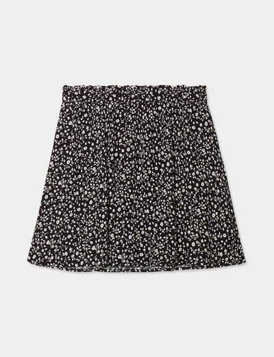 Jupe fluide taille élastiquée noir femme