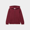 Sweat zipp&eacute; &agrave; capuche droit molleton bordeaux fille