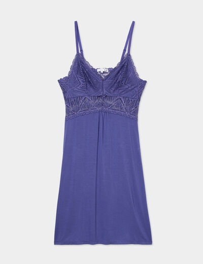 Combinette avec dentelle bleu marine femme