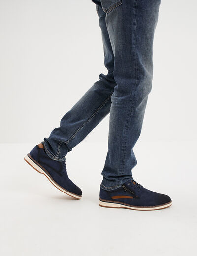 Derbies d&eacute;tails zipp&eacute;s bleu homme