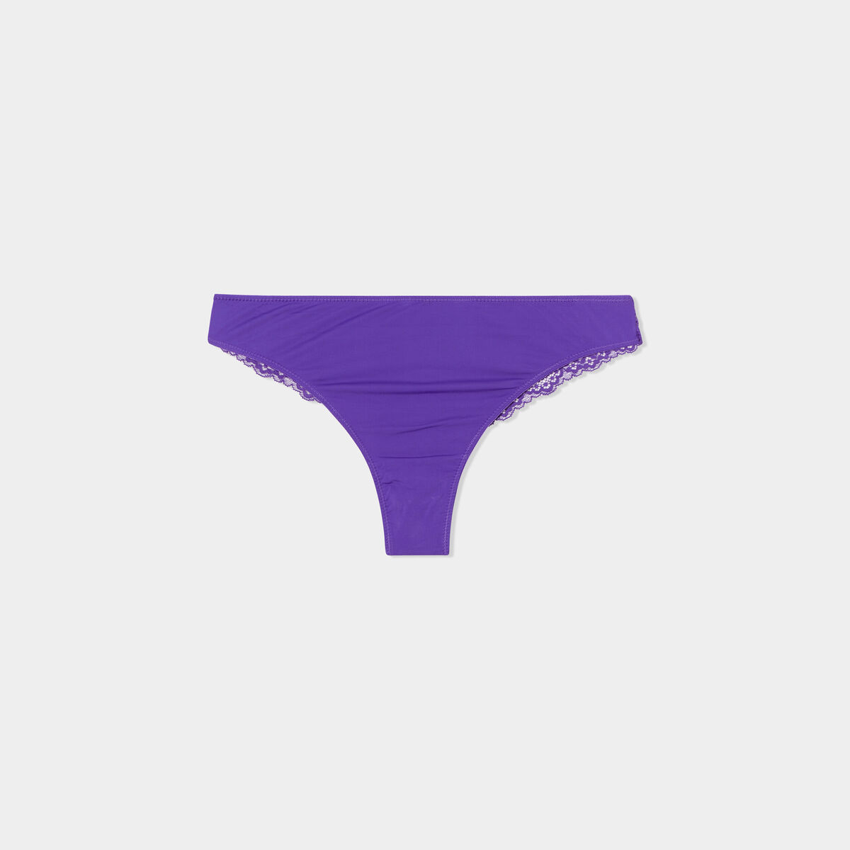 Tanga avec micro dentelle violet foncé femme