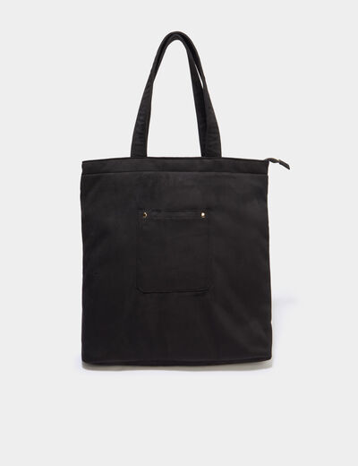 Sac tote bag zipp&eacute; noir femme